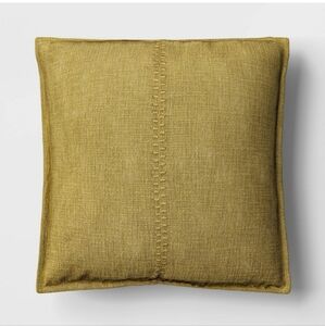Threshold 18"X18" Center Seam Slubbed Square Outdoor Throw Pillow ~ Olive Green